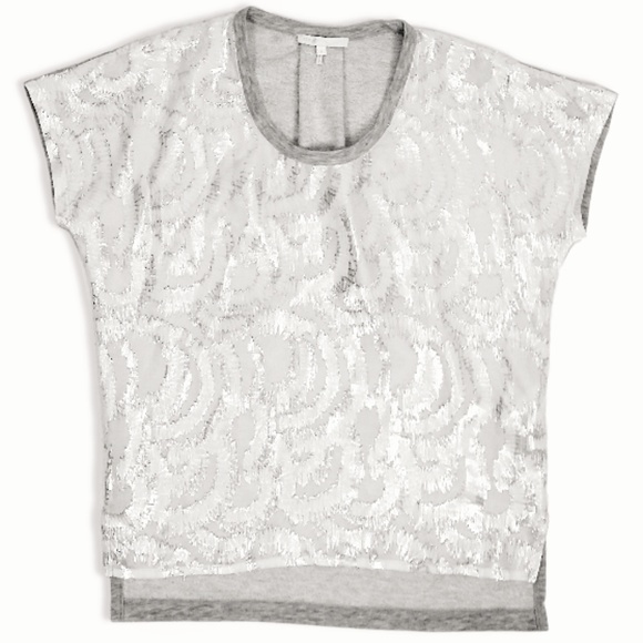 Maje Amanda Metallic Silver Sweatshirt Top - Picture 7 of 8